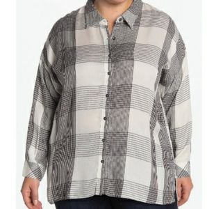 WORKSHOP Republic Clothing Black and White Plaid Checkered Long Sleeve Shirt 2X